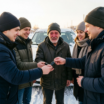 Сибирские блогеры подарили пенсионеру новую машину после пожара