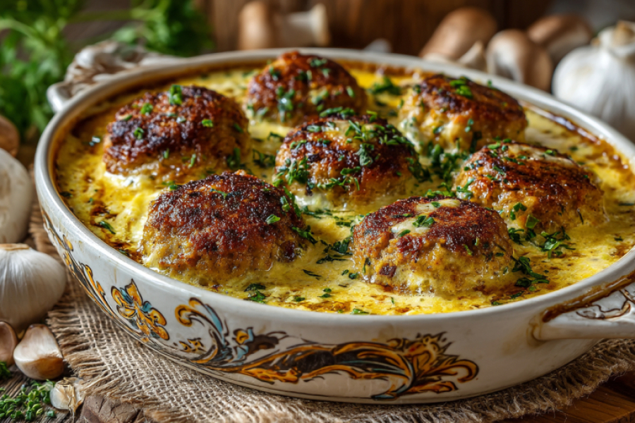 Постные грибные котлеты в духовке под сметанным соусом &mdash; пальчики оближешь! Сочные, ароматные, с нежной подливкой