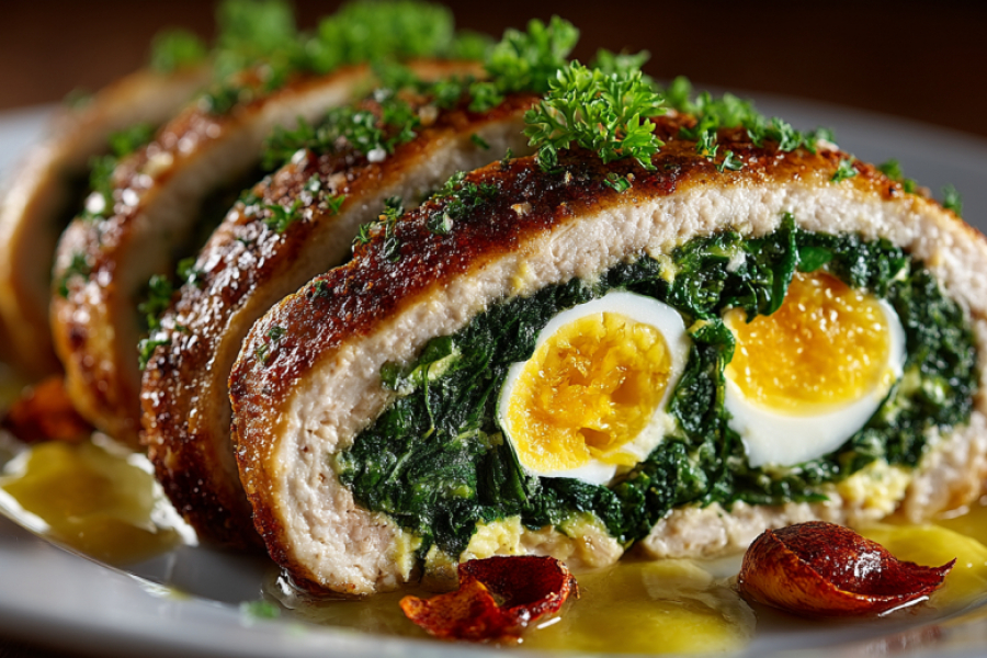 Куриный рулет &laquo;Павлиний глаз&raquo; на Пасху &nbsp;&mdash; вместо скучной запеканки: эффектно, сытно и без лишних хлопот